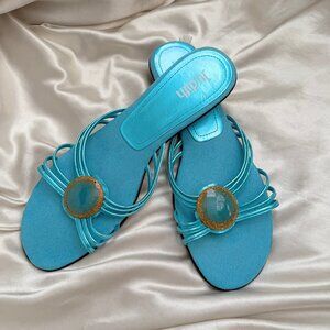 Turquoise Jewel Strap Heels
